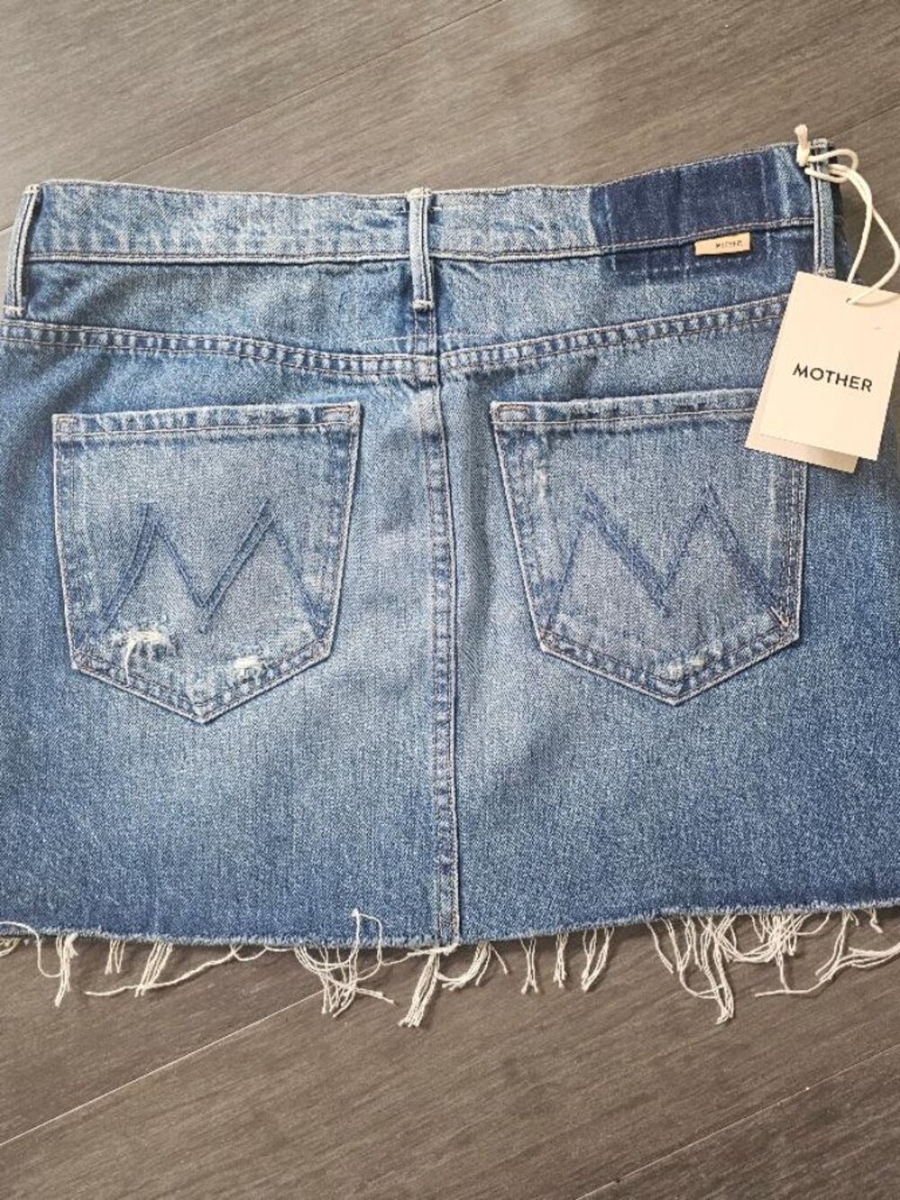 Mother The Vagabond Mini Fray Skirt (Lightning Strikes) Denim Jean Skirt Size 25